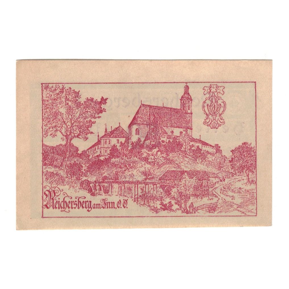 Banknote, Austria, Reichersberg O.Ö. Gemeinde, 50 Heller, paysage, 1920