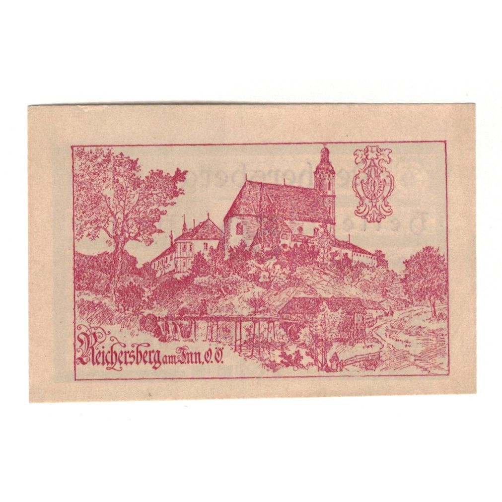 Banknote, Austria, Reichersberg O.Ö. Gemeinde, 50 Heller, paysage 1, 1920