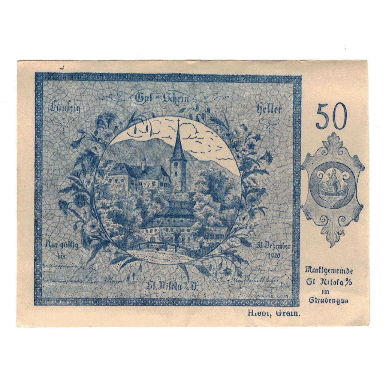 Banknote, Austria, St. Nikola a.d. Donau im Strudengau O.Ö. Marktgemeinde, 50