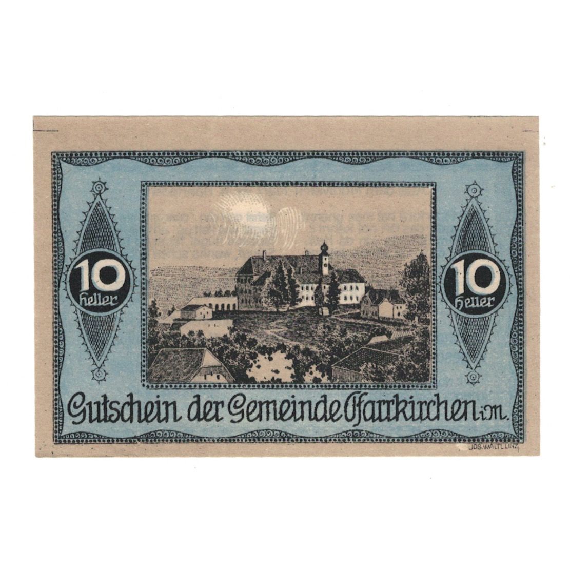 Billete, Austria, Pfarrkirchen im Mühlkreis O.Ö. Gemeinde, 10 Heller, texte 1
