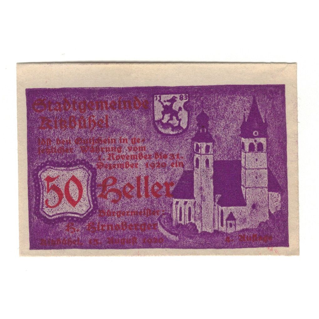 Banknote, Austria, Kitzbühel Tirol Stadtgemeinde, 50 Heller, N.D, 1920