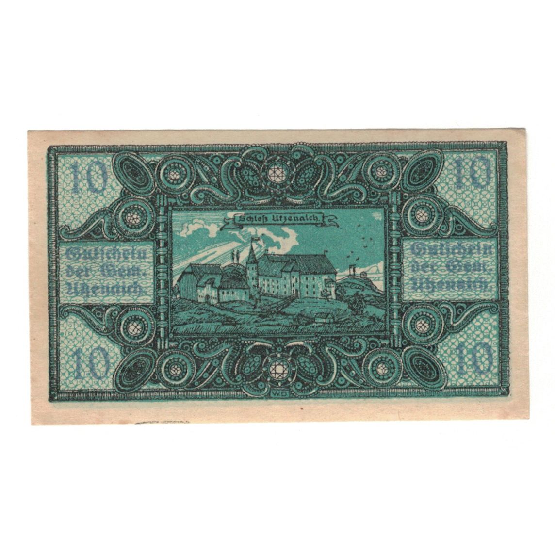 Banknote, Austria, Utzenaich O.Ö. Gemeinde, 10 Heller, paysage, 1920
