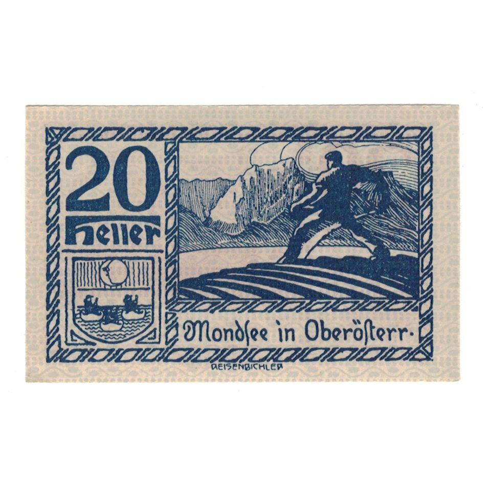 Banknote, Austria, Mondsee O.Ö. Marktgemeinde, 20 Heller, personnage 5, 1920