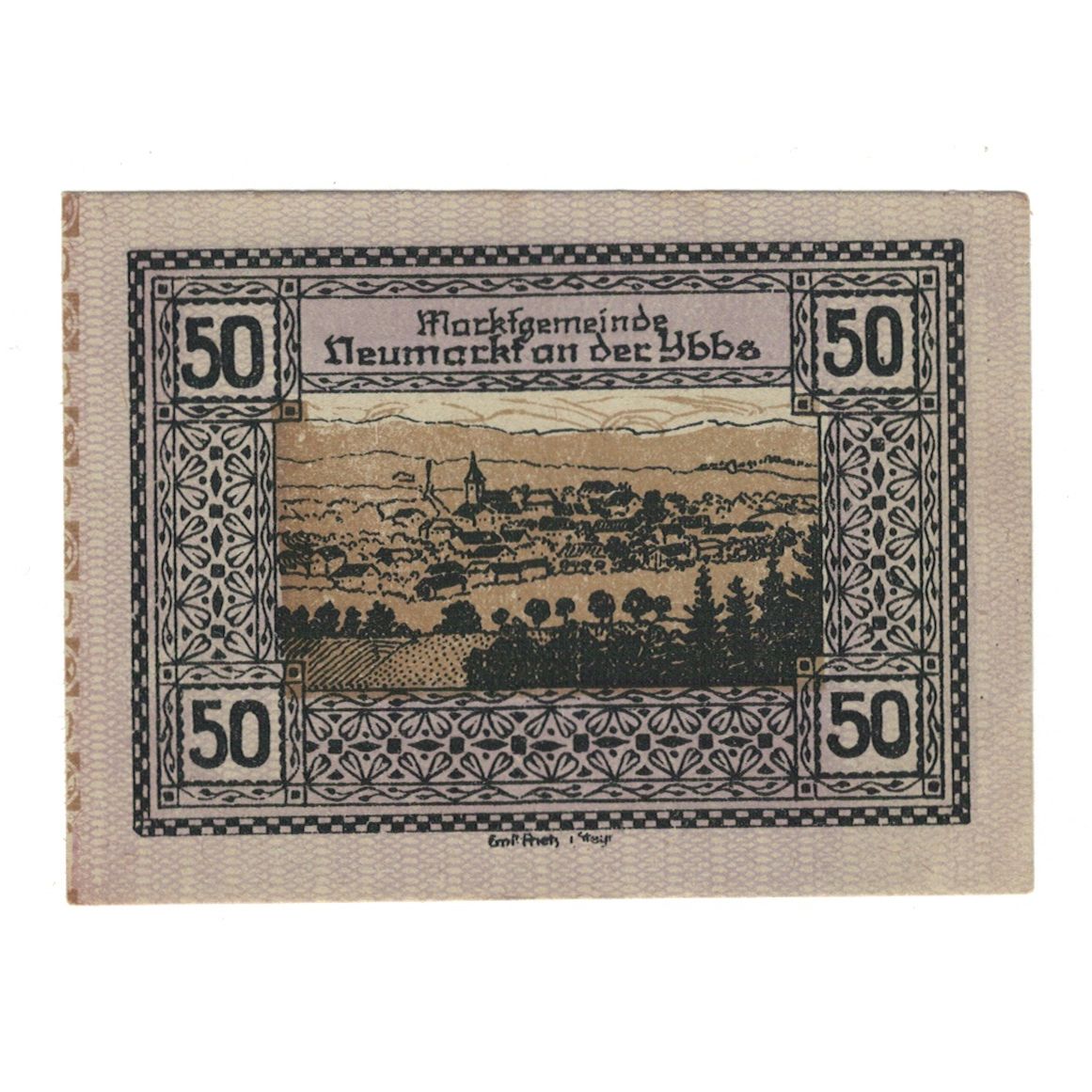 Geldschein, Österreich, Neumarkt an der Ybbs N.Ö. Marktgemeinde, 50 Heller