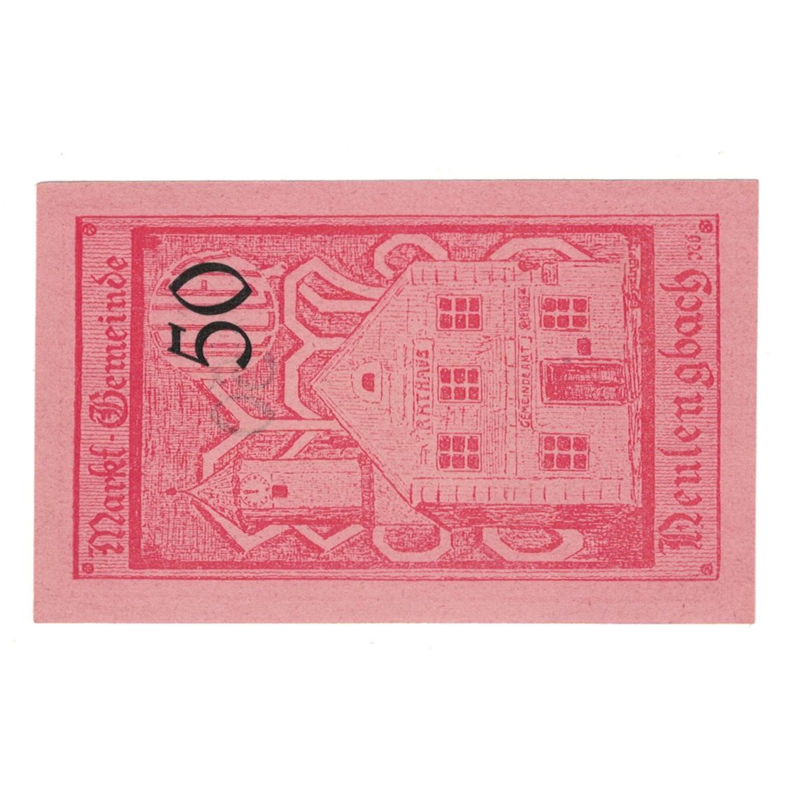 Geldschein, Österreich, Neulengbach N.Ö. Marktgemeinde, 50 Heller, batiment 1