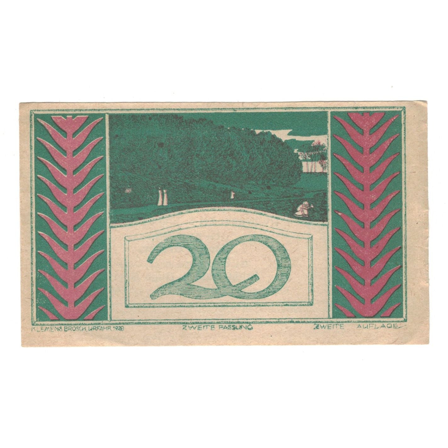 Geldschein, Österreich, Puchenau O.Ö. Gemeinde, 20 Heller, Texte, 1920