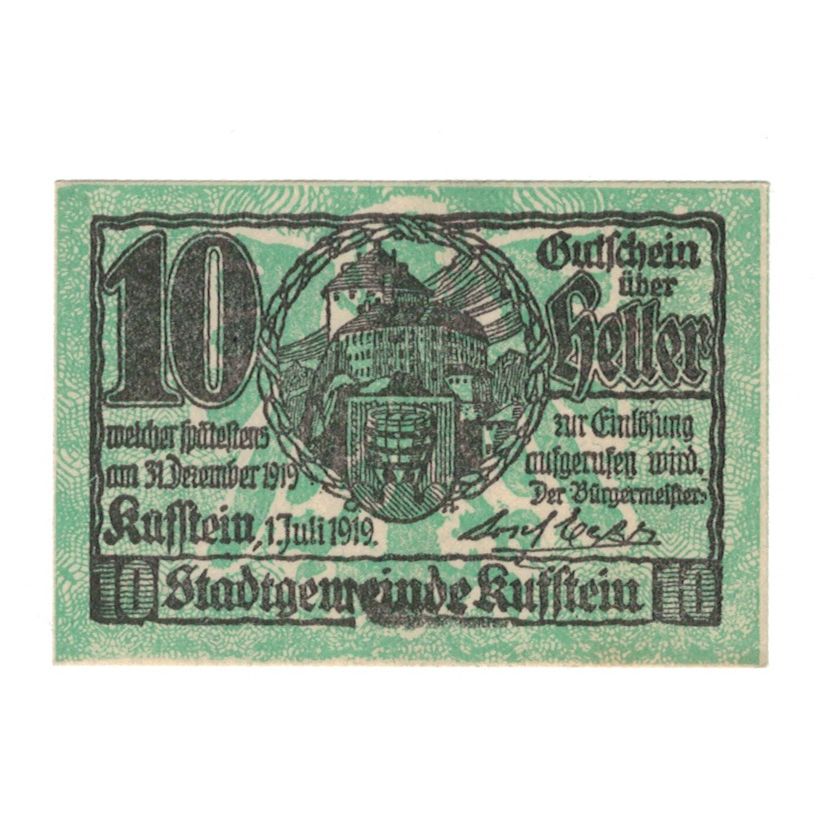 Banknote, Austria, Kufstein Tirol Stadtgemeinde, 10 Heller, N.D, 1919