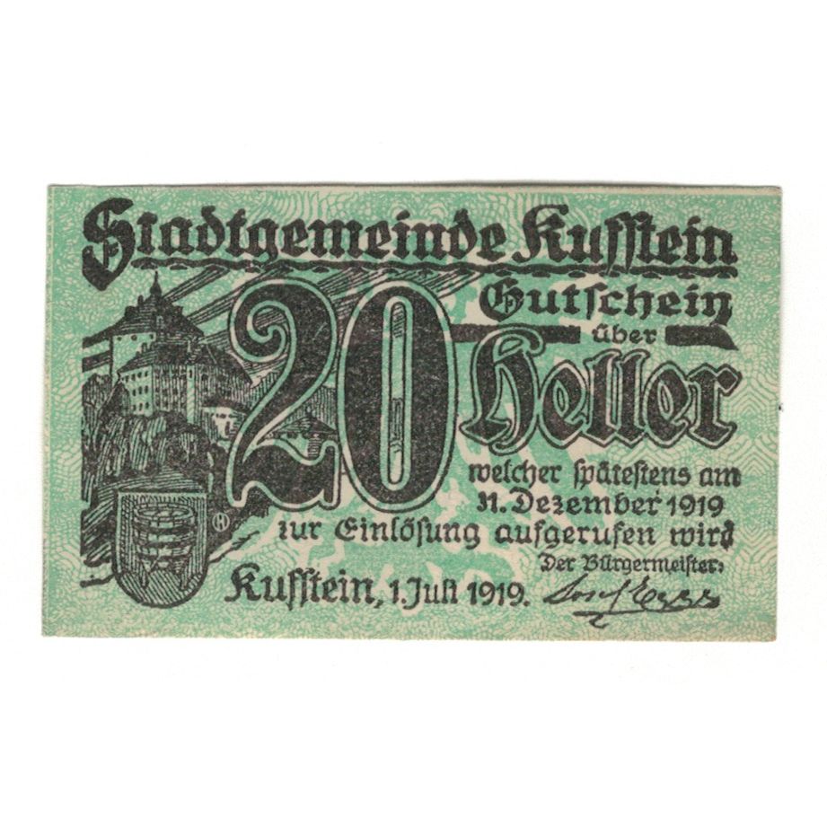 Banknote, Austria, Kufstein Tirol Stadtgemeinde, 20 Heller, N.D, 1919