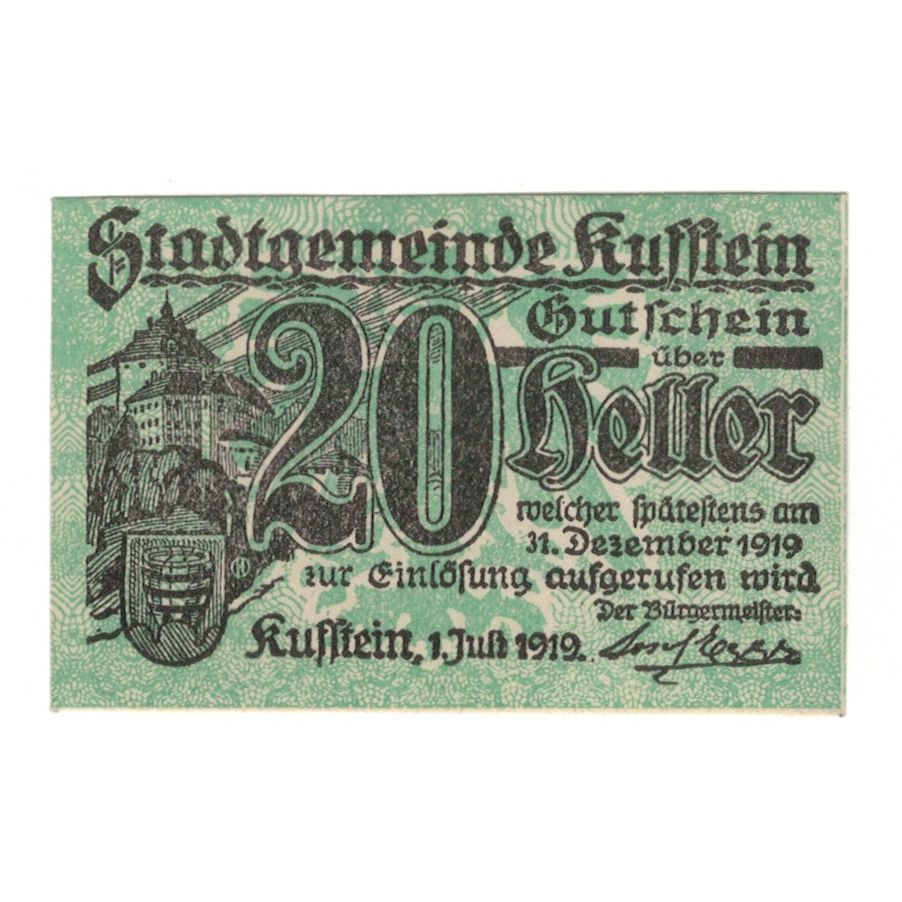 Banknote, Austria, Kufstein Tirol Stadtgemeinde, 20 Heller, N.D, 1919