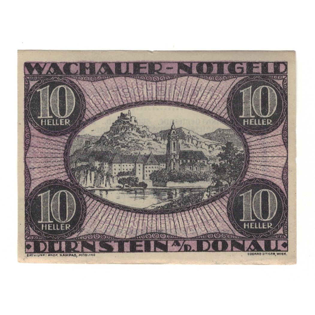 Banknote, Austria, Wachauer Notgeld Dürnstein N.Ö. Gemeinde, 10 Heller, Texte