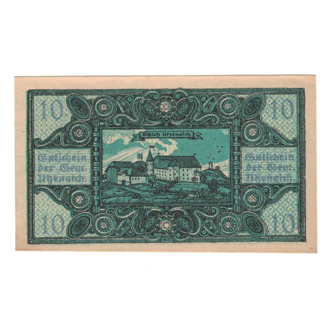Banknote, Austria, Utzenaich O.Ö. Gemeinde, 10 Heller, Texte, 1920, 1920-12-31