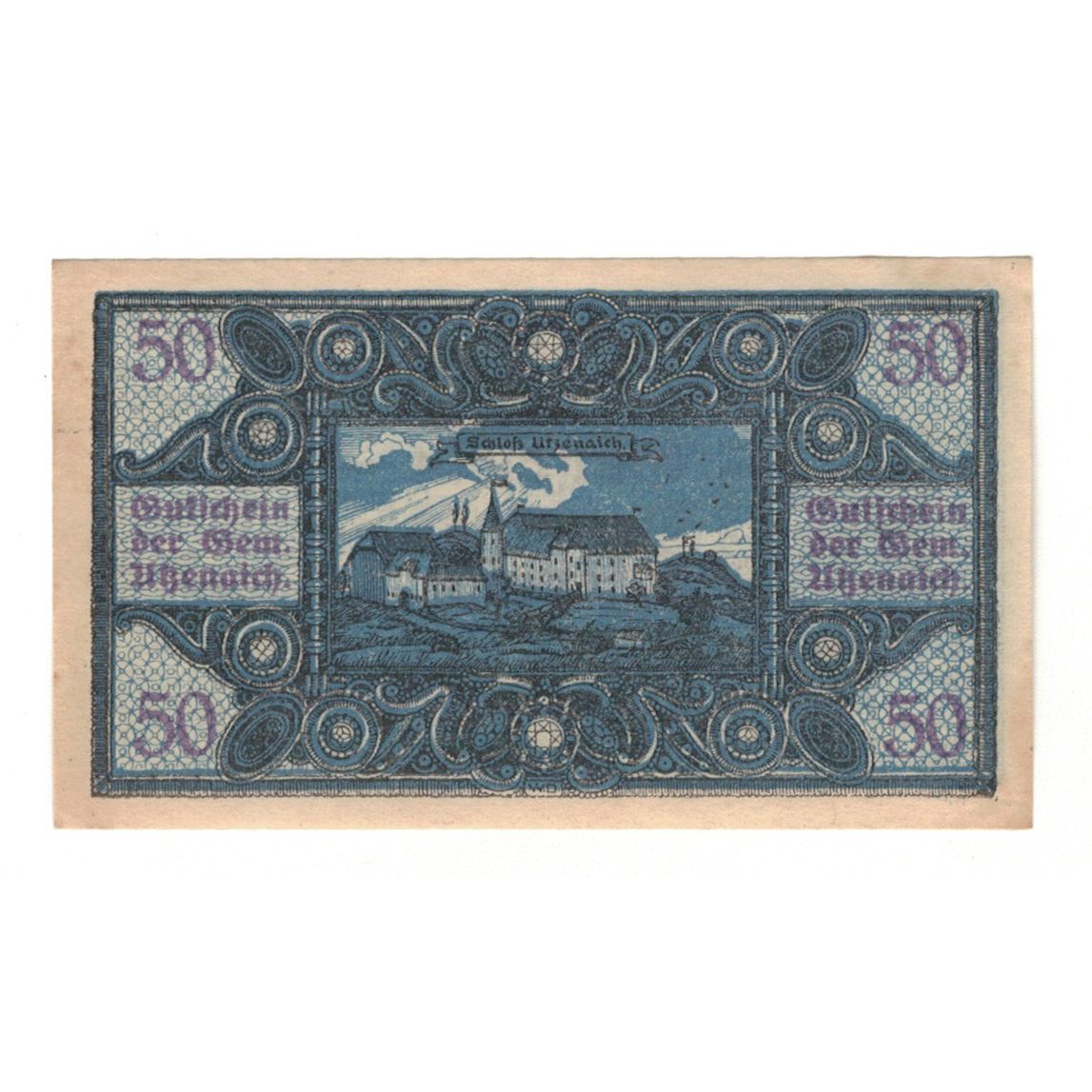 Banknote, Austria, Utzenaich O.Ö. Gemeinde, 50 Heller, Texte, 1920, 1920-12-31