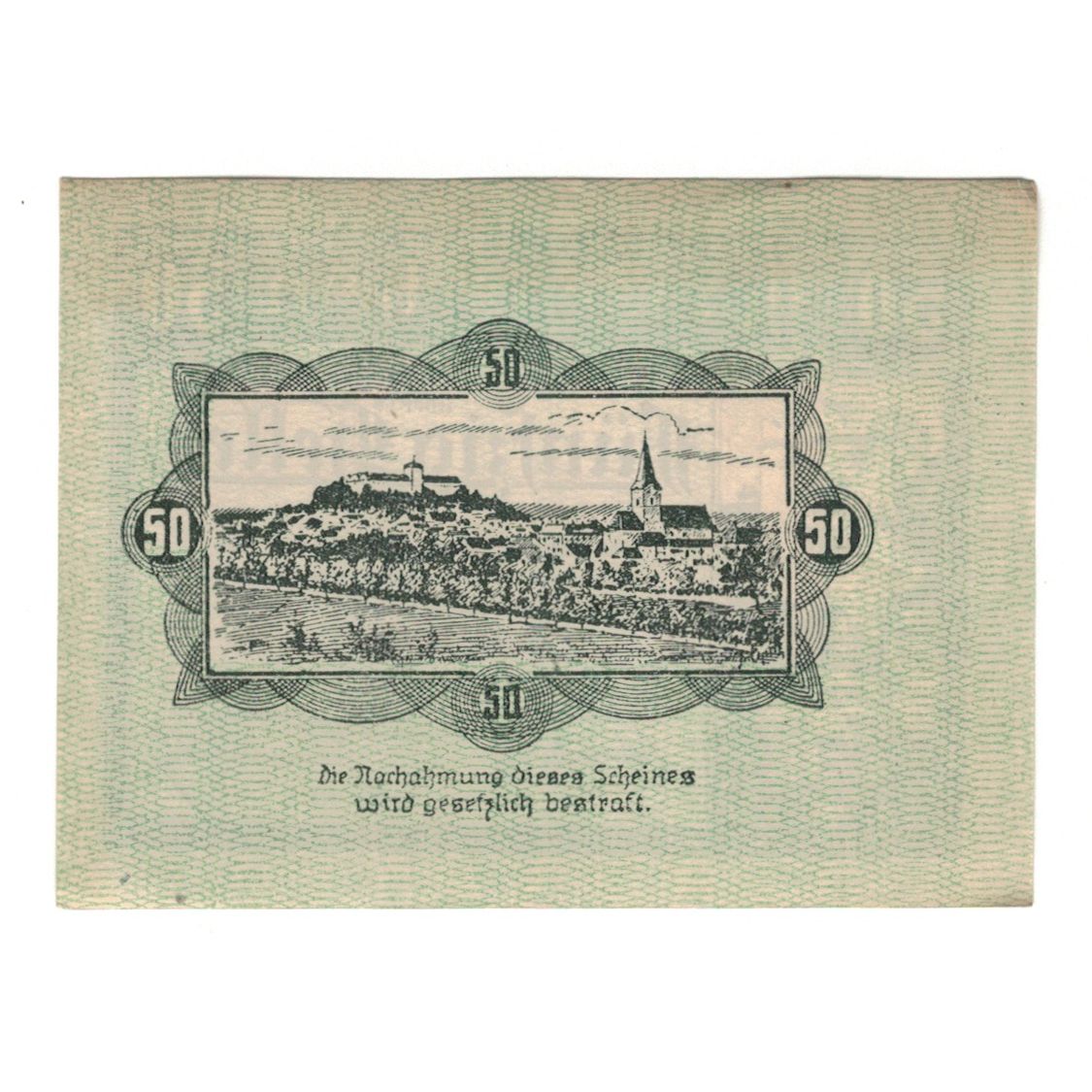 Biljet, Oostenrijk, Weitra N.Ö. Stadtgemeinde, 50 Heller, paysage 1, 1920