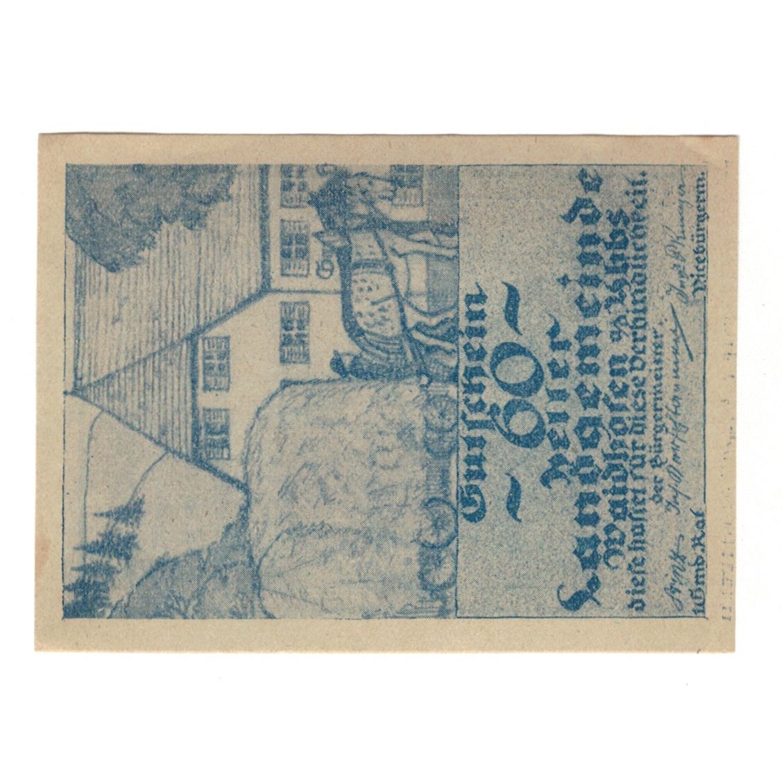 Billet, Autriche, Waidhofen An Der Ybbs N.Ö. Landgemeinde, 60 Heller, texte 1