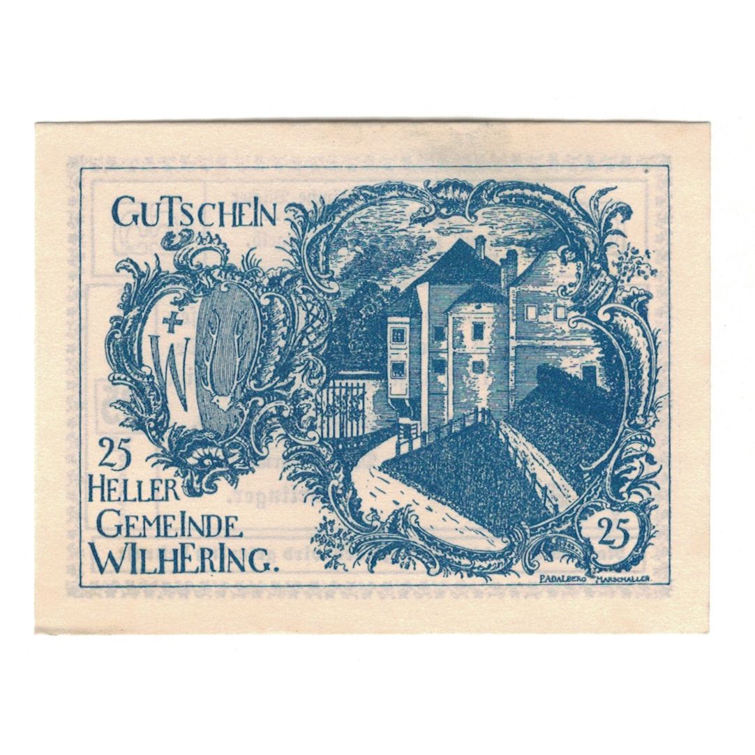 Banknote, Austria, Wilhering O.Ö. Gemeinde, 25 Heller, texte 1, 1920
