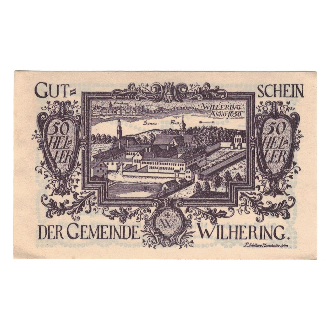 Banknote, Austria, Wilhering O.Ö. Gemeinde, 50 Heller, texte 1, 1920