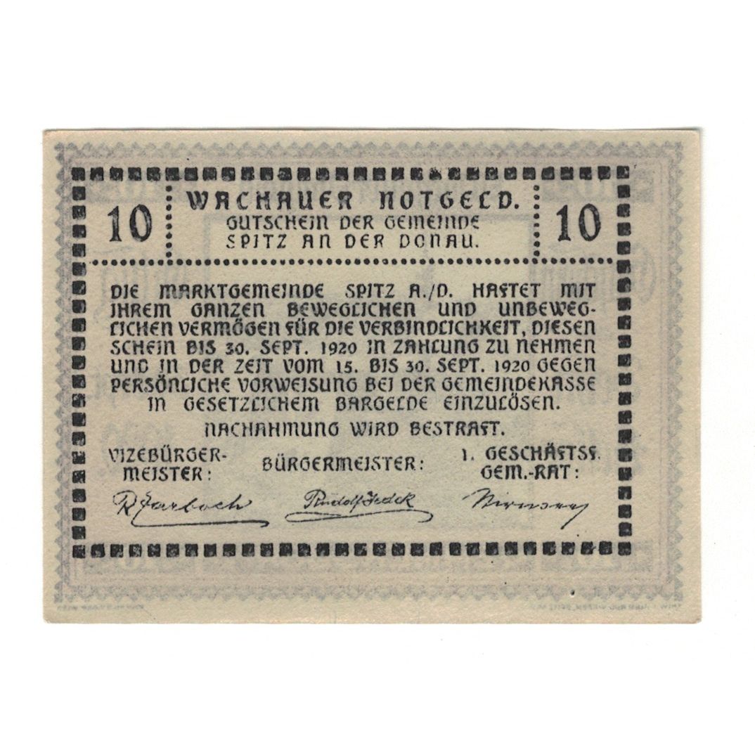 Banknote, Austria, Wachauer Notgeld Emmersdorf N.Ö. Gemeinde, 10 Heller, texte