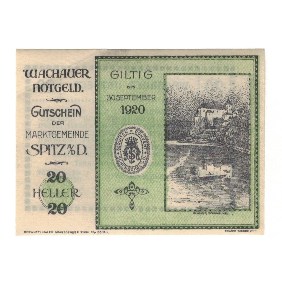 Biljet, Oostenrijk, Wachauer Notgeld Schönbühel N.Ö. Gemeinde, 20 Heller