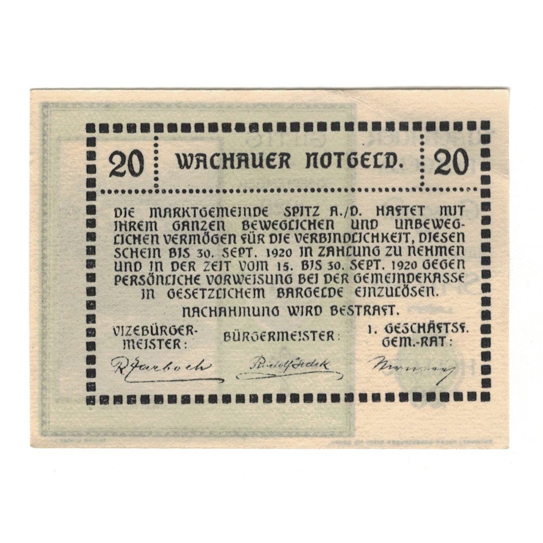 Biljet, Oostenrijk, Wachauer Notgeld Schönbühel N.Ö. Gemeinde, 20 Heller