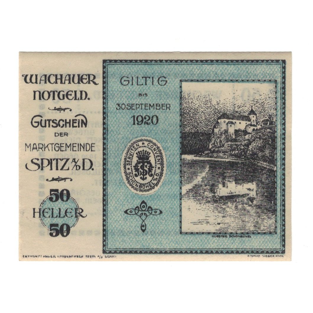 Banknote, Austria, Wachauer Notgeld Schönbühel N.Ö. Gemeinde, 50 Heller