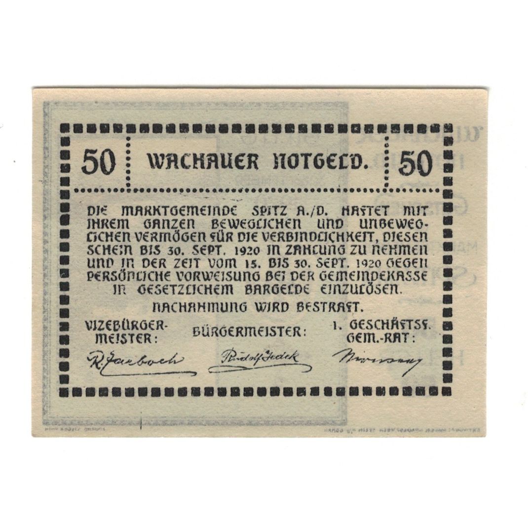 Banknote, Austria, Wachauer Notgeld Schönbühel N.Ö. Gemeinde, 50 Heller