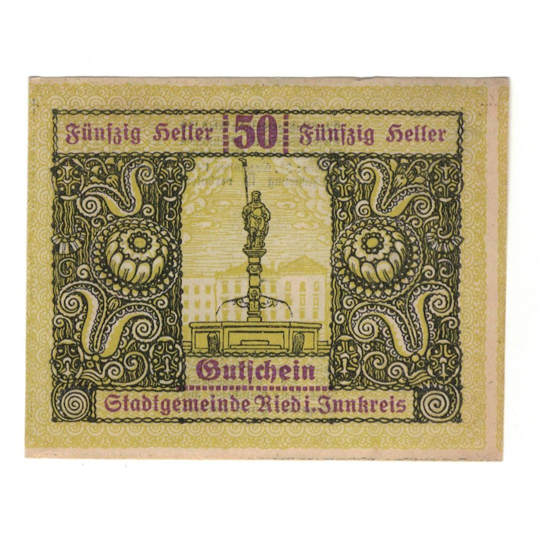 Banknote, Austria, Ried im Innkreis O.Ö. Stadtgemeinde, 50 Heller, valeur