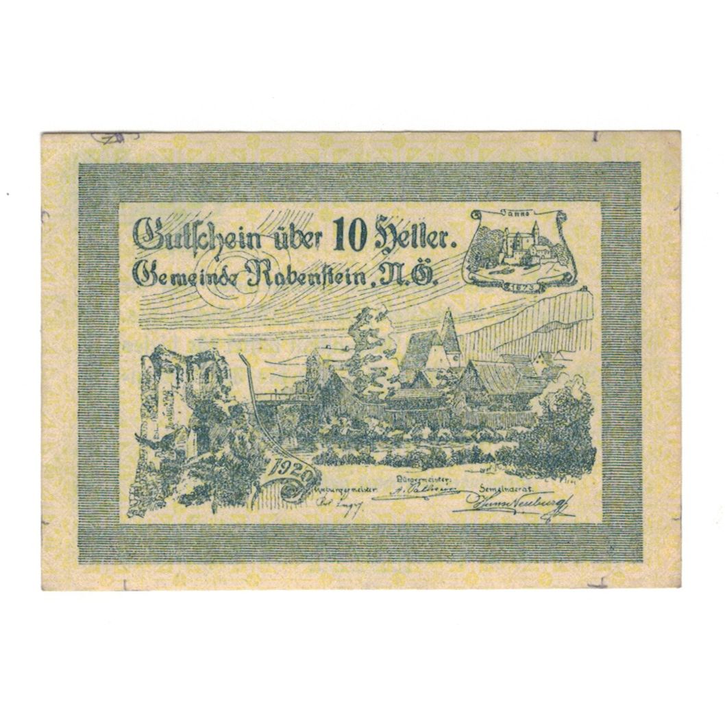 Banknote, Austria, Rabenstein N.Ö. Gemeinde, 10 Heller, texte 1, 1920