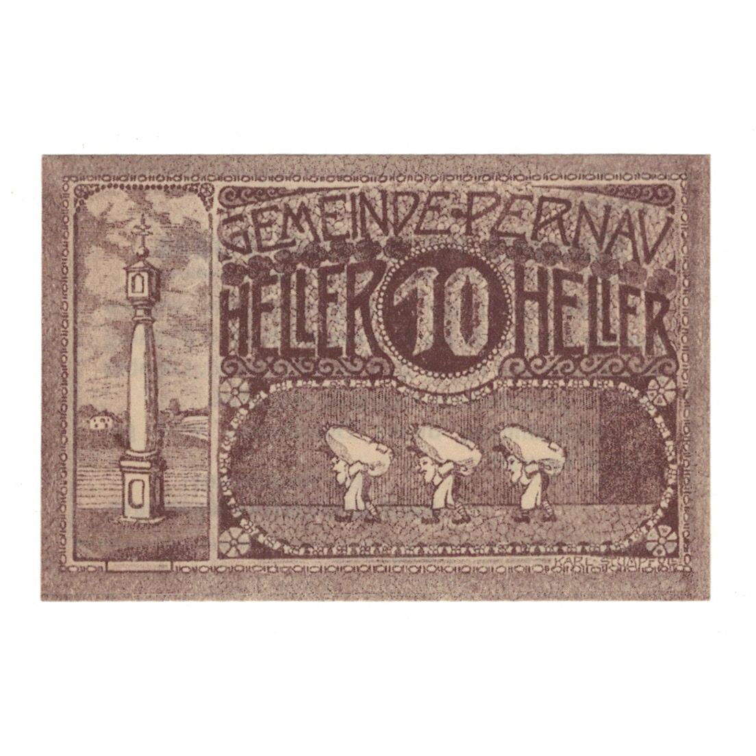 Billet, Autriche, Pernau O.Ö. Gemeinde, 10 Heller, texte 1, 1920, 1920-10-31