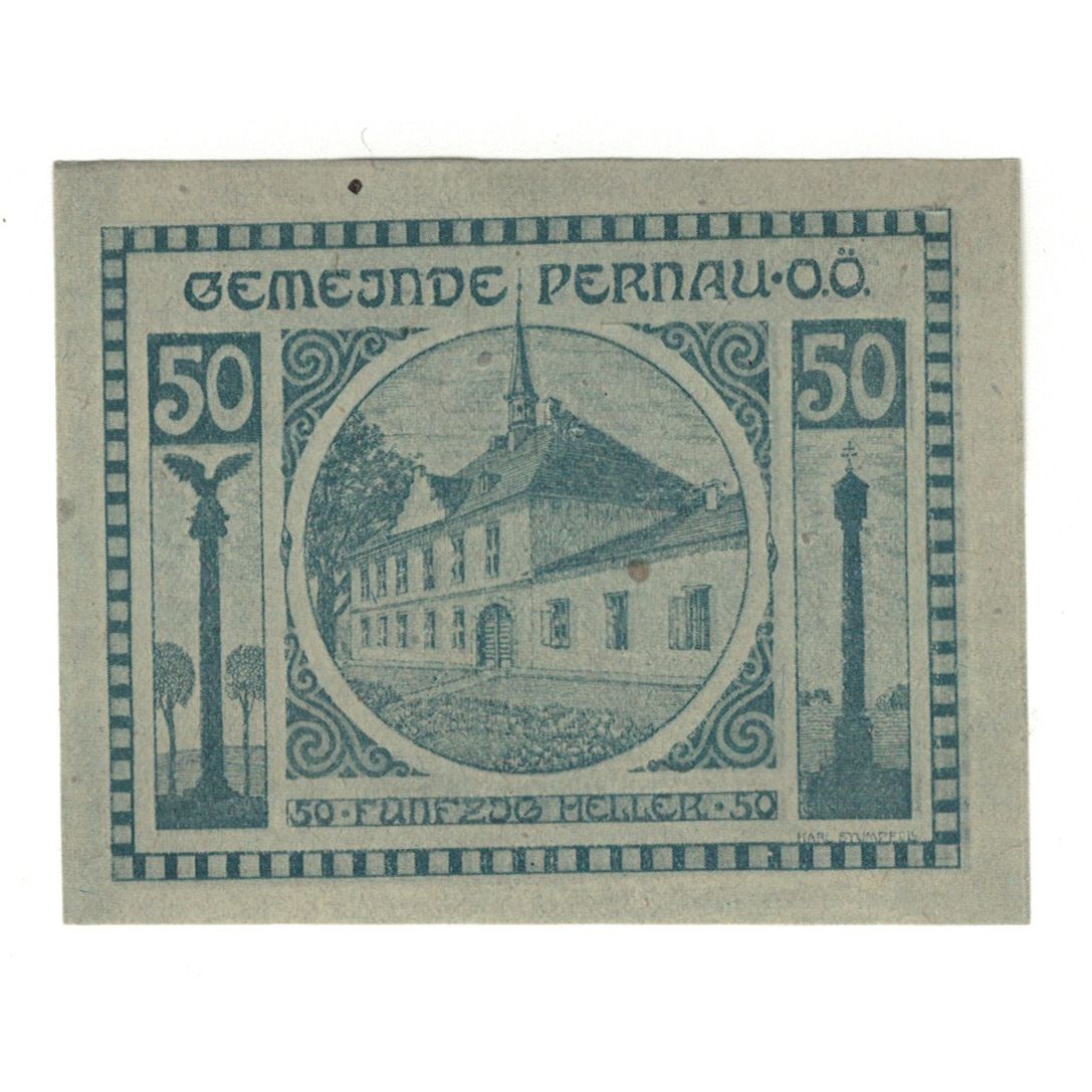 Billet, Autriche, Pernau O.Ö. Gemeinde, 50 Heller, texte 1, 1920, 1920-10-31