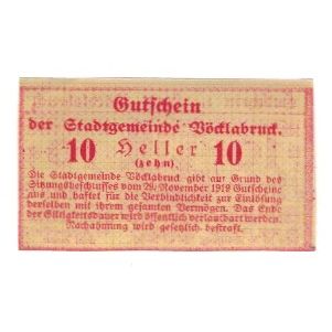Banknote, Austria, Vöcklabruck O.Ö. Stadt, 10 Heller, texte 1, 1919