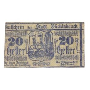 Banknote, Austria, Vöcklabruck O.Ö. Stadt, 20 Heller, Texte, 1919, 1919-11-29