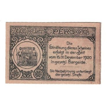 Billete, Austria, Perg O.Ö. Marktgemeinde, 10 Heller, Clocher, 1920