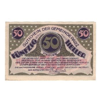 Billet, Autriche, Parz O.Ö. Gemeinde, 50 Heller, paysage 1, 1920, 1920-03-14