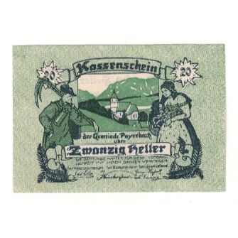 Billet, Autriche, Payerbach N.Ö. Gemeinde, 20 Heller, Texte, 1920, 1920-12-31