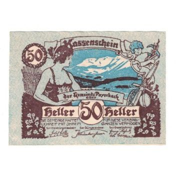 Billet, Autriche, Payerbach N.Ö. Gemeinde, 50 Heller, Texte, 1920, 1920-12-31