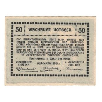 Banknot, Austria, Wachauer Notgeld St. Michael N.Ö. Gemeinde, 50 Heller, texte