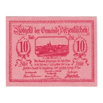 Billet, Autriche, Petzenkirchen N.Ö. Gemeinde, 10 Heller, valeur faciale, 1920