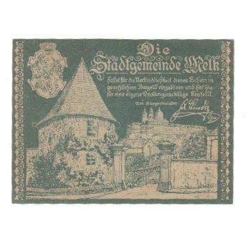 Billet, Autriche, Melk N.Ö. Stadtgemeinde, 20 Heller, Batiment, 1920