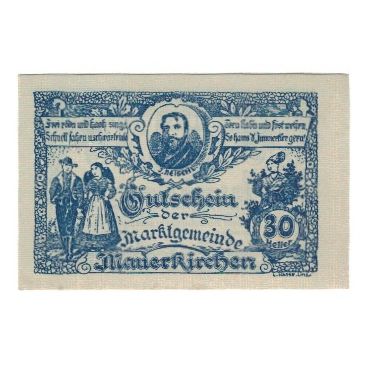Billet, Autriche, Mauerkirchen O.Ö. Gemeinde, 30 Heller, Texte, 1920
