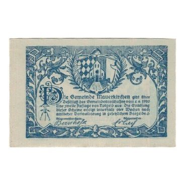 Billet, Autriche, Mauerkirchen O.Ö. Gemeinde, 30 Heller, Texte, 1920