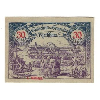 Billet, Autriche, Kirchham O.Ö. Marktgemeinde, 30 Heller, Texte, 1920