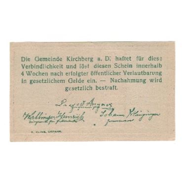 Billet, Autriche, Kirchberg an der Donau O.Ö. Gemeinde, 99 Heller, texte 1