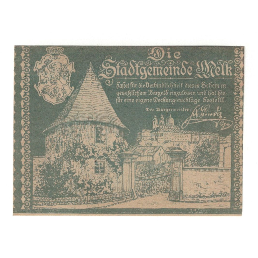 Billet, Autriche, Melk N.Ö. Stadtgemeinde, 20 Heller, batiment 1, 1920