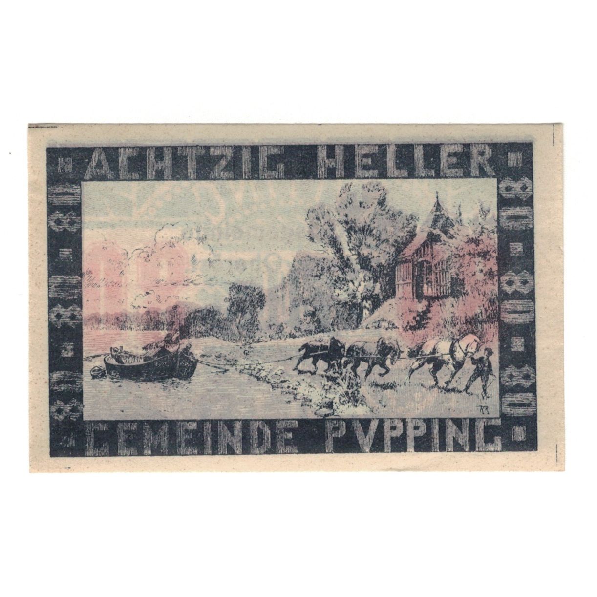 Geldschein, Österreich, Pupping O.Ö. Gemeinde, 80 Heller, personnage, VZ