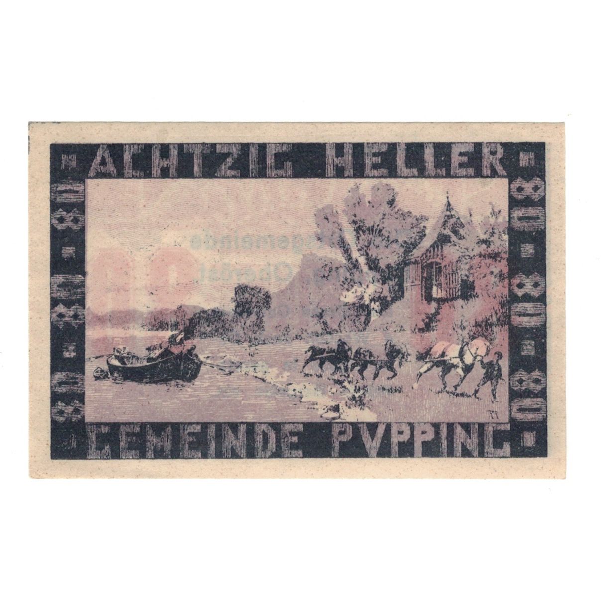Banknote, Austria, Pupping O.Ö. Gemeinde, 80 Heller, personnage 1, AU(55-58)