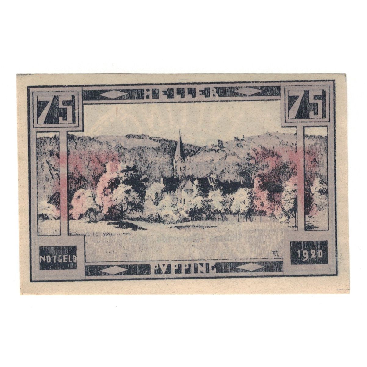 Banknote, Austria, Pupping O.Ö. Gemeinde, 75 Heller, eglise 2, AU(55-58)