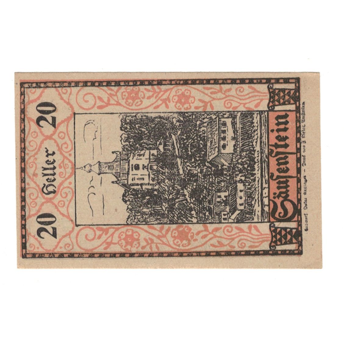 Banknote, Austria, Säusenstein N.Ö. Gemeinde, 20 Heller, personnage 1, 1920