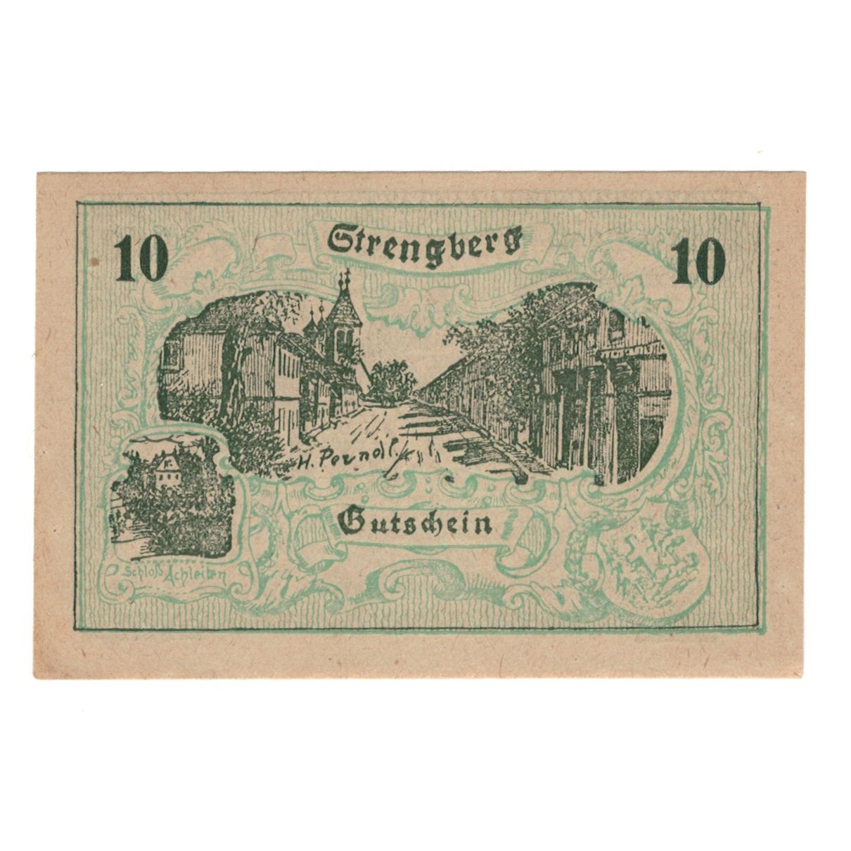 Banknote, Austria, Strengberg N.Ö. Gemeinde, 10 Heller, Texte, 1920