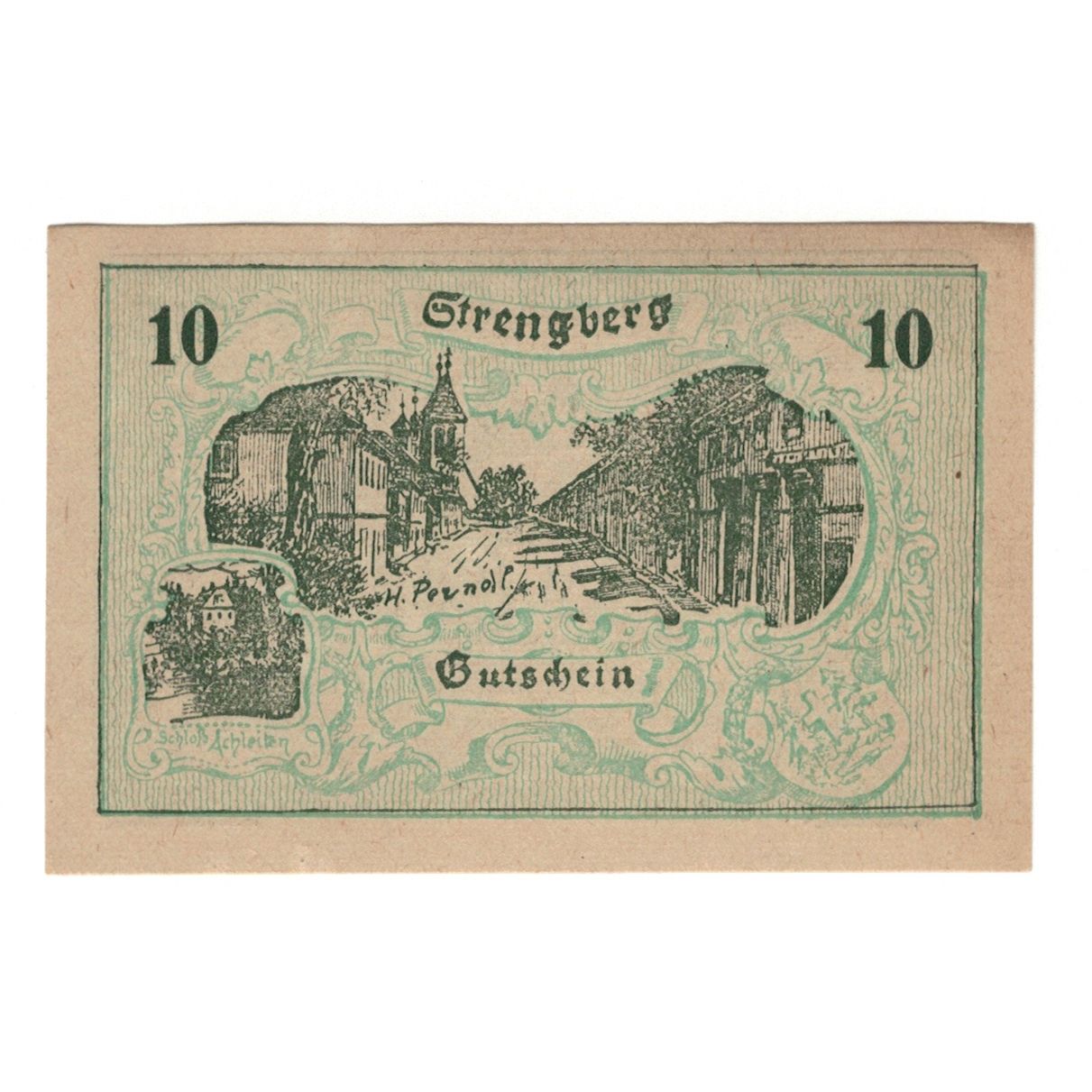 Nota, Áustria, Strengberg N.Ö. Gemeinde, 10 Heller, texte 1, 1920, 1920-12-31