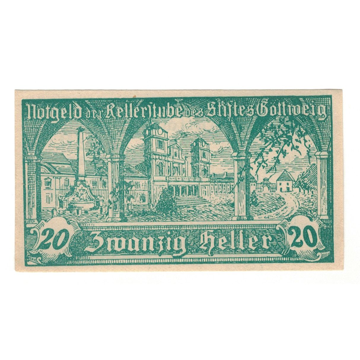 Nota, Áustria, Göttweig N.Ö. Prv. Kellerstube Göttweig, 20 Heller, Texte 2